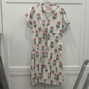 Victoria Dunn Cream and Pink Floral Midi Dress